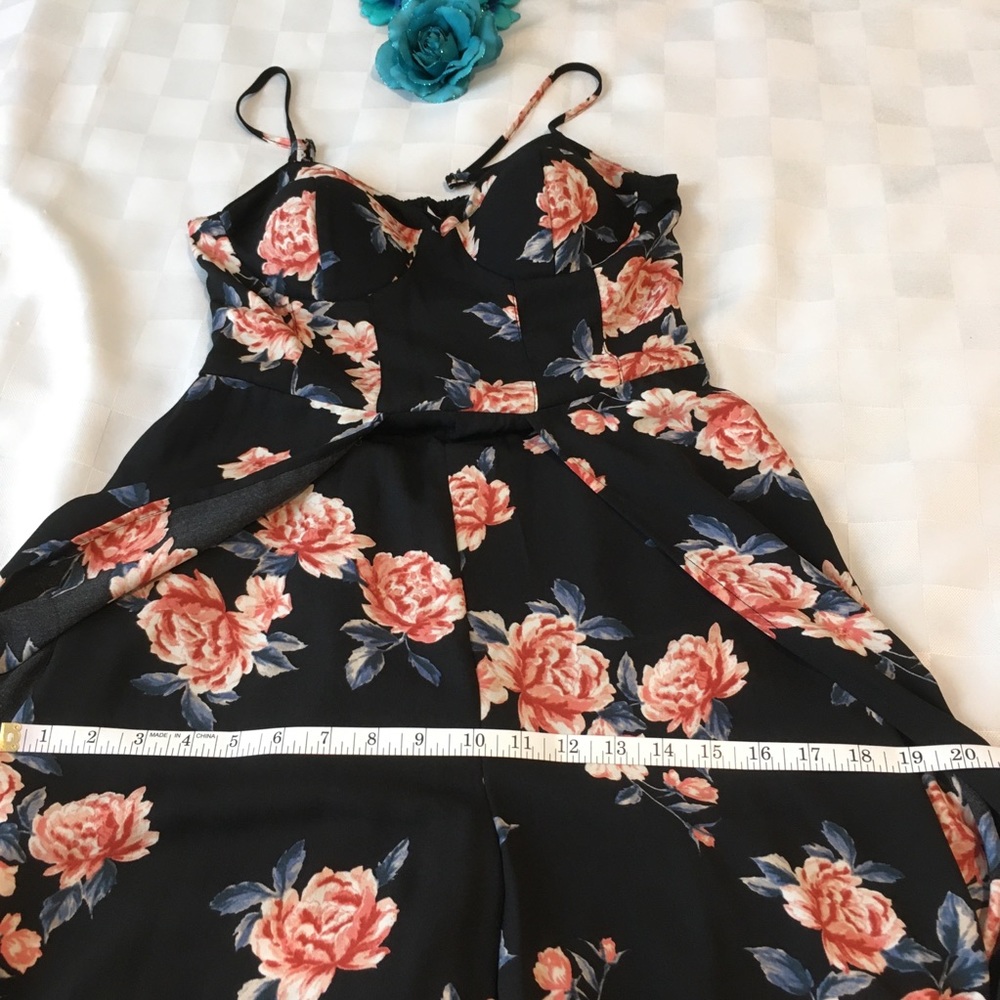 Xhilaration Black Floral Maxi Jumpsuit, Sz XS / S - Picture 14 of 16